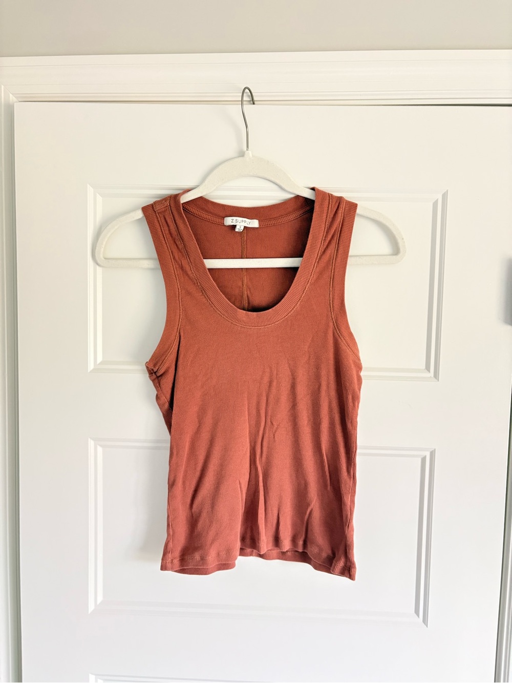 Zsupply ribbed scoop tank, orange, size small